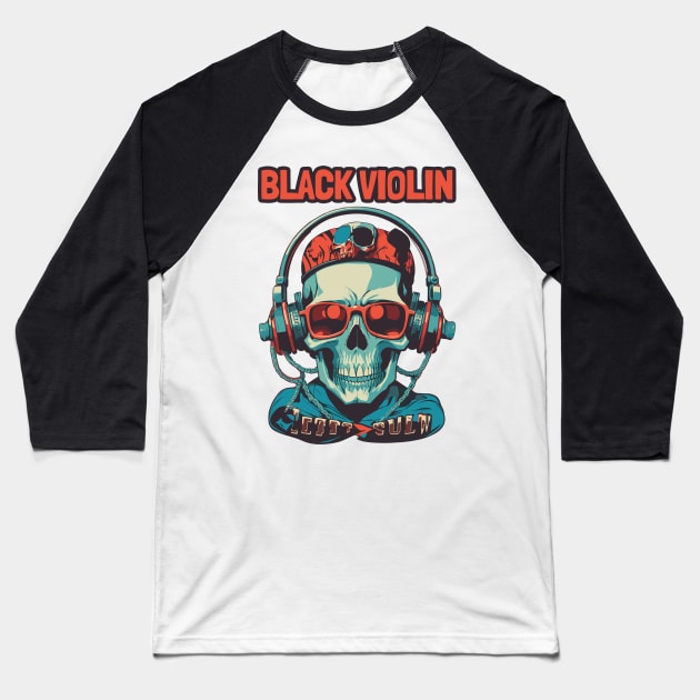 black violin Baseball T-Shirt by Retro Project